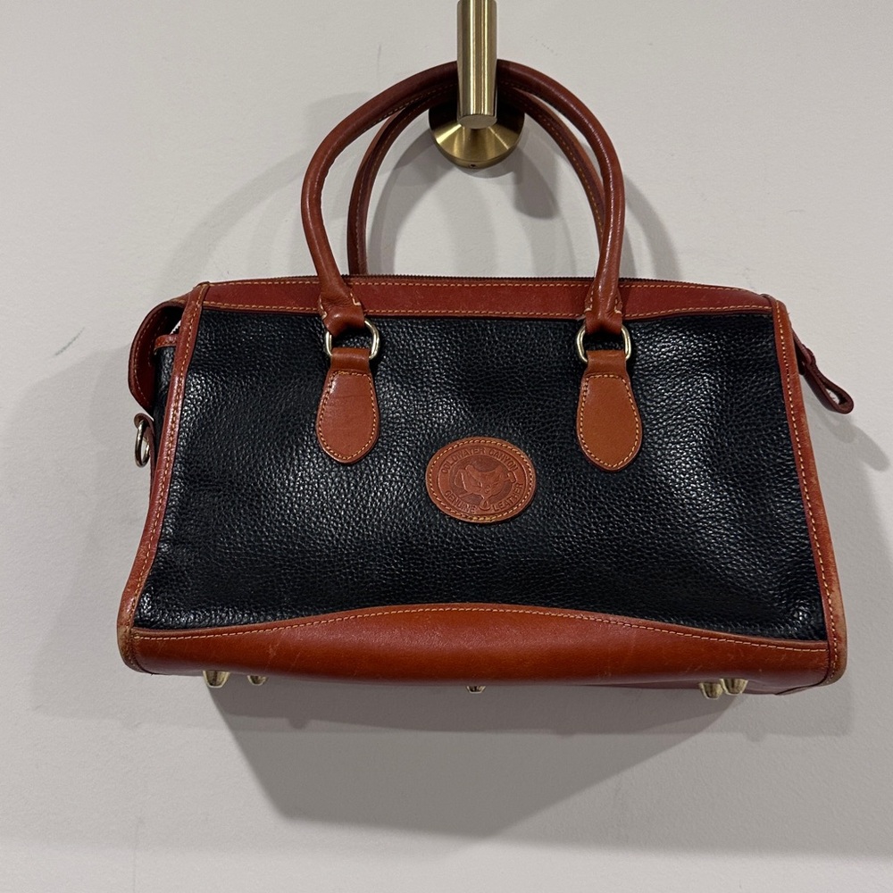 Vintage Black & British Genuine Contrasting Leather Tan Handbag - Picture 11 of 14